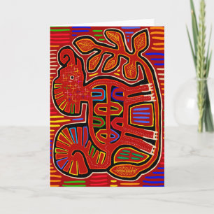 Kuna Indian Baby Elephant - Mola Folk Art Card