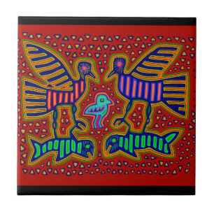 Kuna Indian Birds with Fish Tile