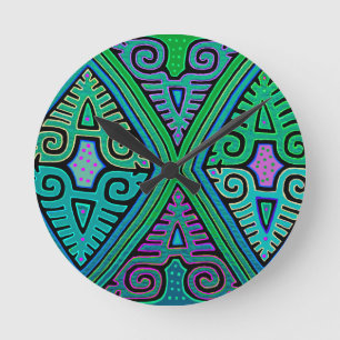 Kuna Indian Diamond Mola Round Clock