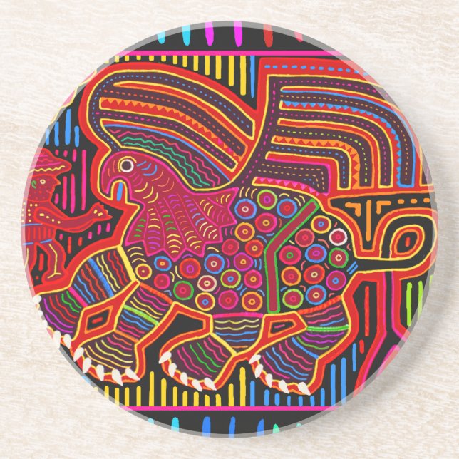 Kuna Indian Friendly Dragon Mola Coaster (Front)