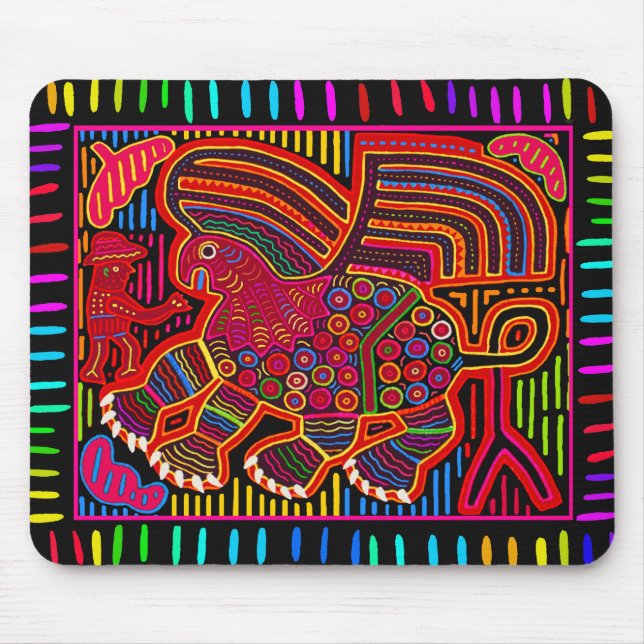 Kuna Indian Friendly Dragon Mola Mouse Mat (Front)