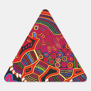 Kuna Indian Friendly Dragon Mola Triangle Sticker