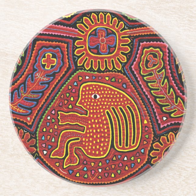 Kuna Indian Girl on a Bicycle Coaster (Front)