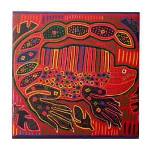 Kuna Indian Iguana Mola Tile