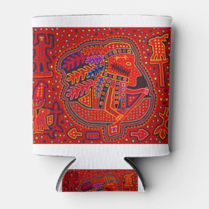 Kuna Indian Man in Canoe Can Cooler