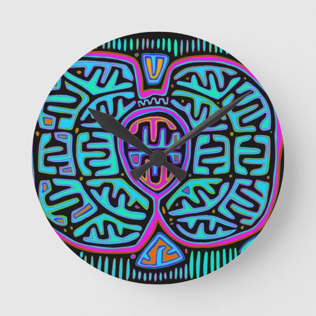 Kuna Indian Mariposa Round Clock (Front)