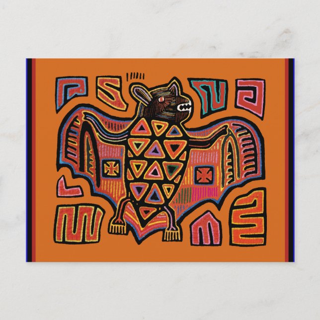 Kuna Indian Mola Bat Postcard (Front)