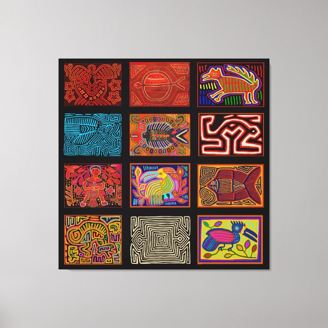 Kuna Indian Mola Collage Canvas Print (Front)