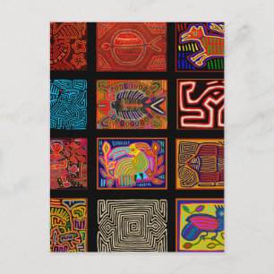 Kuna Indian Mola Collage Postcard