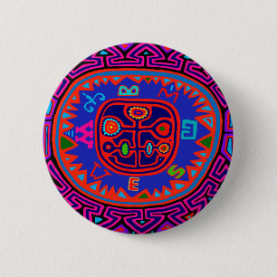 Kuna Indian Mola Compass 6 Cm Round Badge
