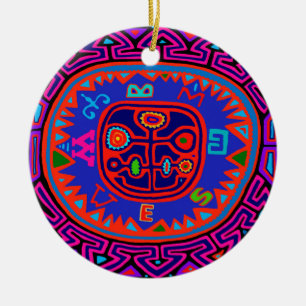 Kuna Indian Mola Compass Ceramic Tree Decoration