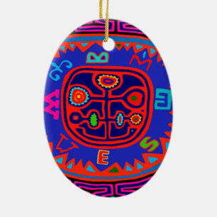 Kuna Indian Mola Compass Ceramic Tree Decoration