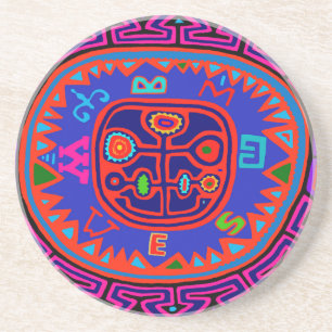 Kuna Indian Mola Compass Coaster