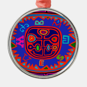 Kuna Indian Mola Compass Metal Tree Decoration