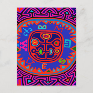 Kuna Indian Mola Compass Postcard