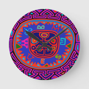 Kuna Indian Mola Compass Round Clock