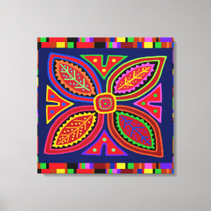 Kuna Indian Mola Flora Canvas Print