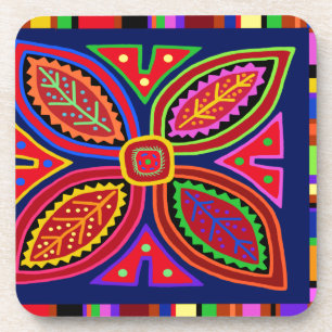 Kuna Indian Mola Flora Coaster