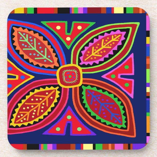 Kuna Indian Mola Flora Coaster (Front)