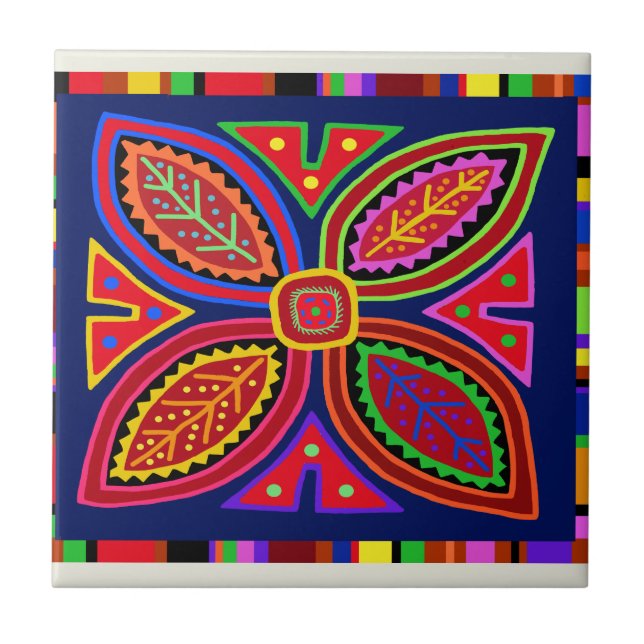 Kuna Indian Mola Flora Tile (Front)