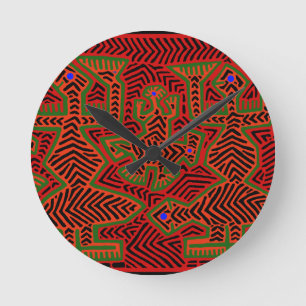 Kuna Indian Mola Spirits Round Clock