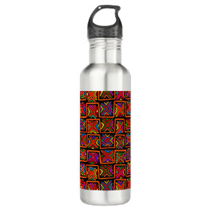 Kuna Indian Mola Tribal Checks - Red 710 Ml Water Bottle