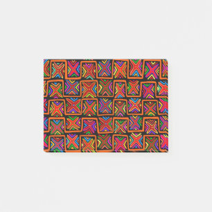 Kuna Indian Mola Tribal Checks - Red Post-it Notes