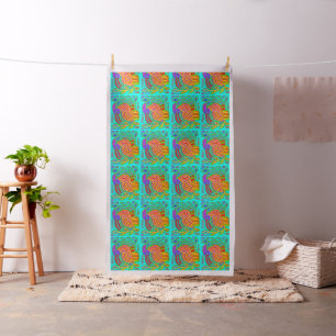 Kuna Indian Parrot - Aqua Fabric