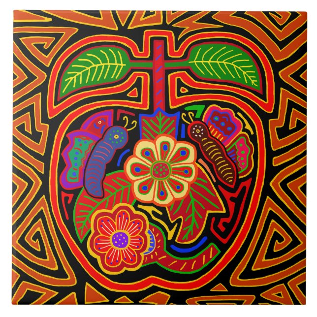 Kuna Indian Red Delicious Apple Ceramic Tile (Front)