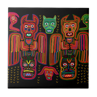 Kuna Indian Scary Demons Tile