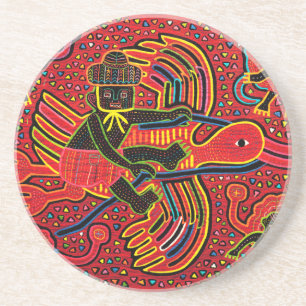 Kuna Indian Stork Bringing Baby Design Coaster