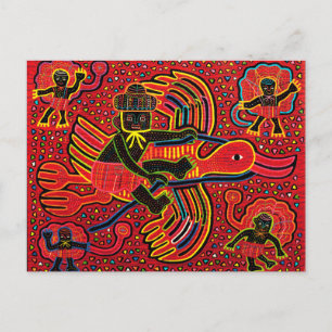 Kuna Indian Stork Bringing Baby Design Postcard