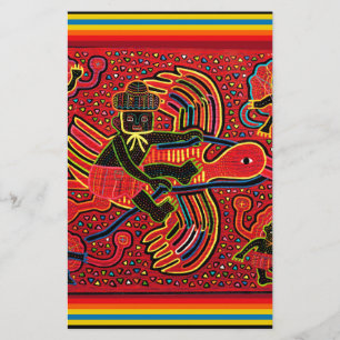 Kuna Indian Stork Bringing Baby Design Stationery