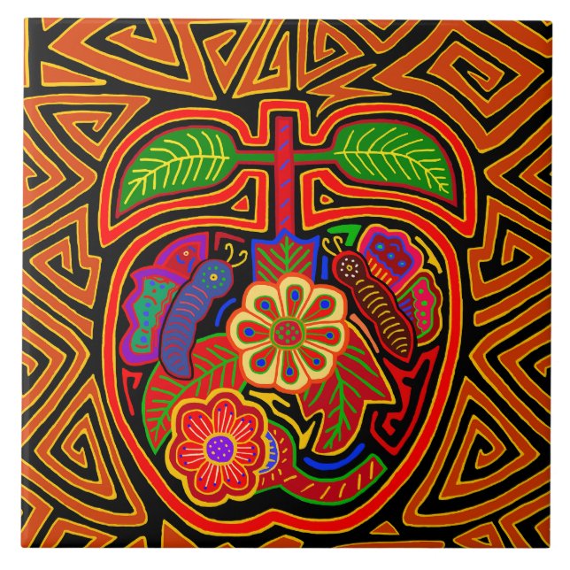 Kuna Indian Sweet Apple Mola Tile (Front)