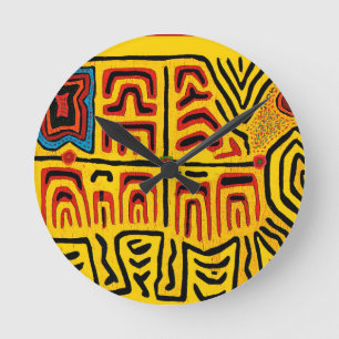 Kuna Indian Tribal Walking Turtle Round Clock