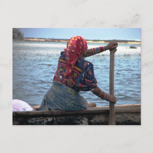Kuna woman paddling ulu, East Lemmons, Kuna Yala Postcard (Front)