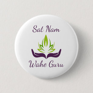 Kundalini Yoga Lotus Sat Nam Wahe Guru 6 Cm Round Badge