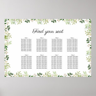 Kundenspezifisch Elegant Blumen Weiss Grün Poster