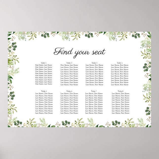 Kundenspezifisch Elegant Blumen Weiss Grün Poster (Front)