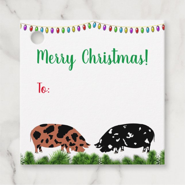 KuneKune Pig Christmas Gift Tag (Front)