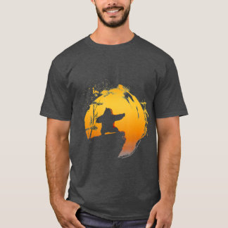 Kung Fu Bear Poai Chi Sunset Silhouette girl funny T-Shirt