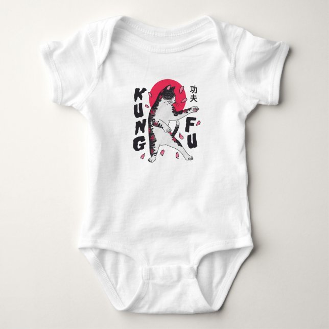 Kung Fu Cat Baby Bodysuit (Front)
