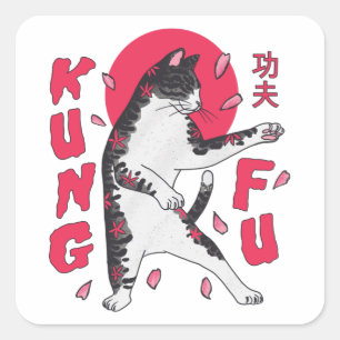 Kung Fu Cat Square Sticker