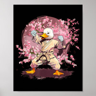 Kung Fu Duck Martial Arts Sakura Tree Taekwondo Poster