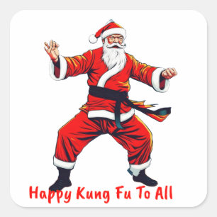 Kung Fu Fighting Santa Square Sticker