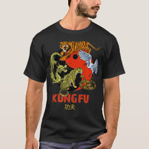 Kung Fu Five Animals Forms Chinese Martial Arts T-Shirt