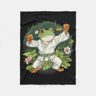 Kung Fu Frog Martial Arts Floral Taekwondo Kickbox Fleece Blanket