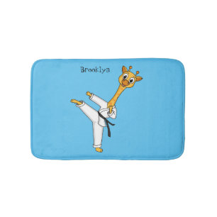 Kung Fu giraffe cartoon illustration Bath Mat