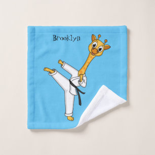 Kung Fu giraffe cartoon illustration Bath Towel Set