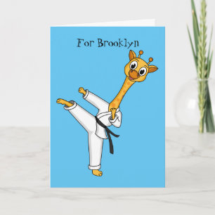 Kung Fu giraffe cartoon illustration Card